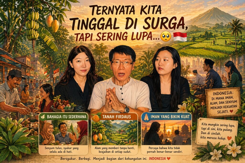 Simak kisah mengharukan Papi Lee, lulusan kampus elite Korea yang memilih menjadi Warga Negara Indonesia. Temukan alasan mengapa keramahan, rasa syukur, dan iman menjadikan Indonesia "Surga" di mata dunia.