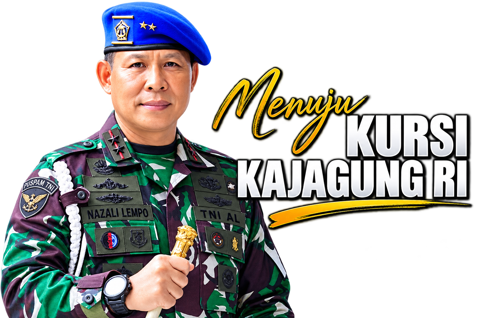 Materi dukungan publik: Menuju Kursi Jaksa Agung RI, menampilkan Laksda TNI (Purn.) Dr. Nazali Lempo