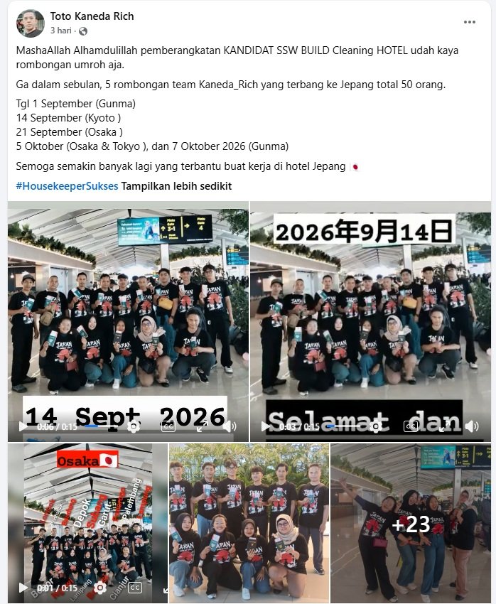 Tim Kaneda Rich Berangkat ke Jepang
